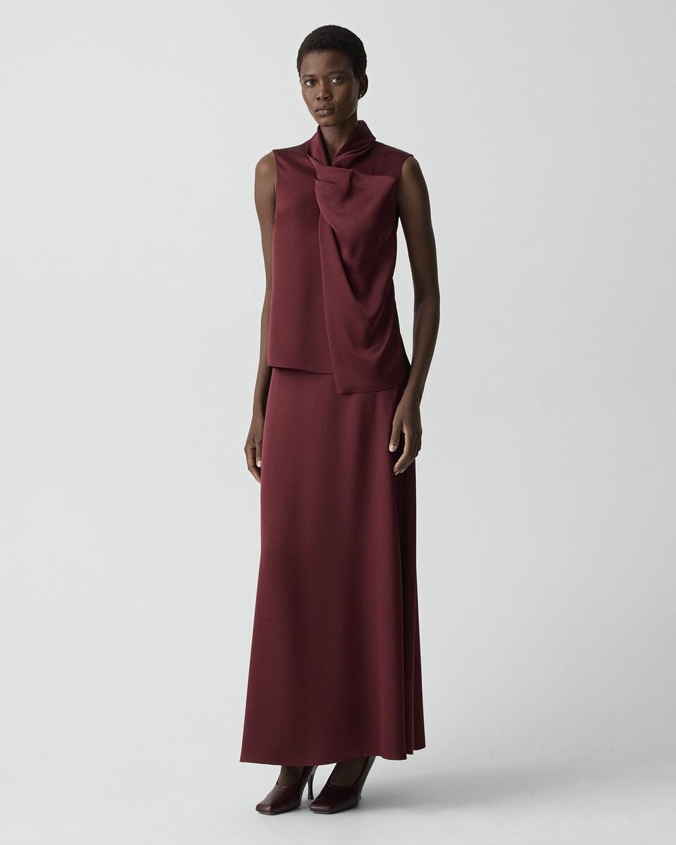 A-Line Maxi Skirt in Satin