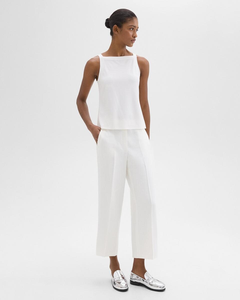Straight Pull-On Pant in Linen-Viscose