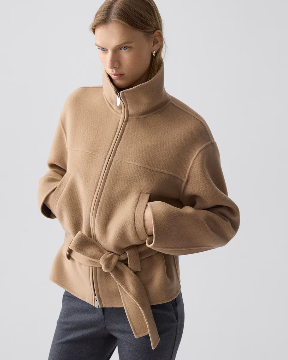 Cropped Anorak Jacket in Textured Wool-Cashmere