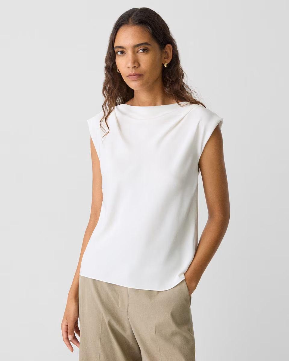 Cowl Neck Top in Silk Georgette