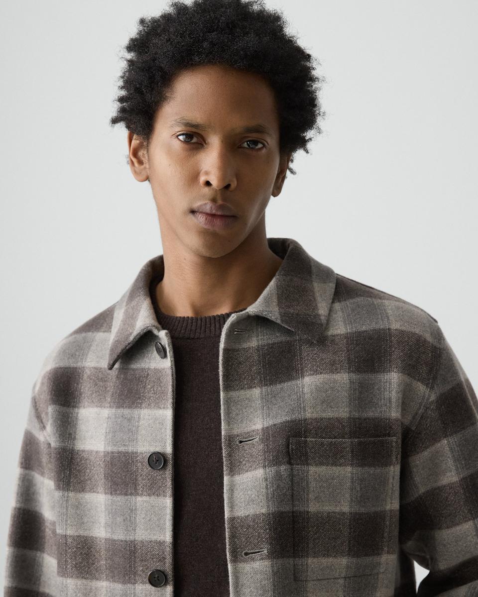 Overshirt in Checked Double-Face Wool-Cashmere