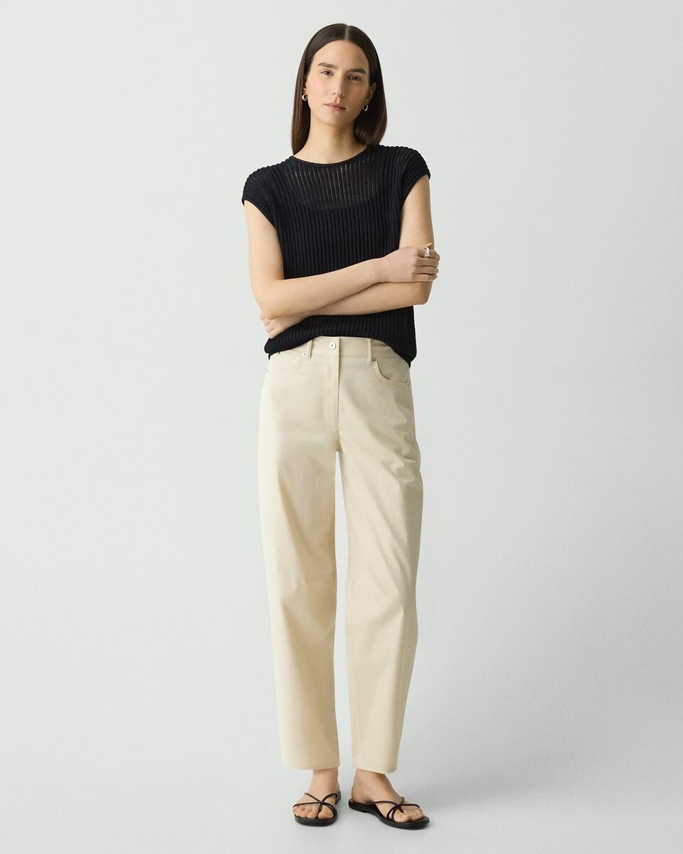 Cropped Barrel Pant in Cotton Twill