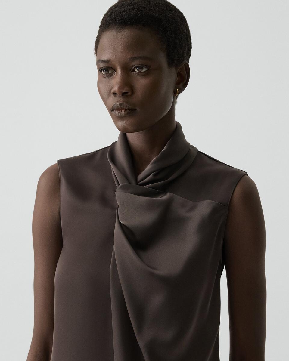 Twisted Split Blouse in Satin