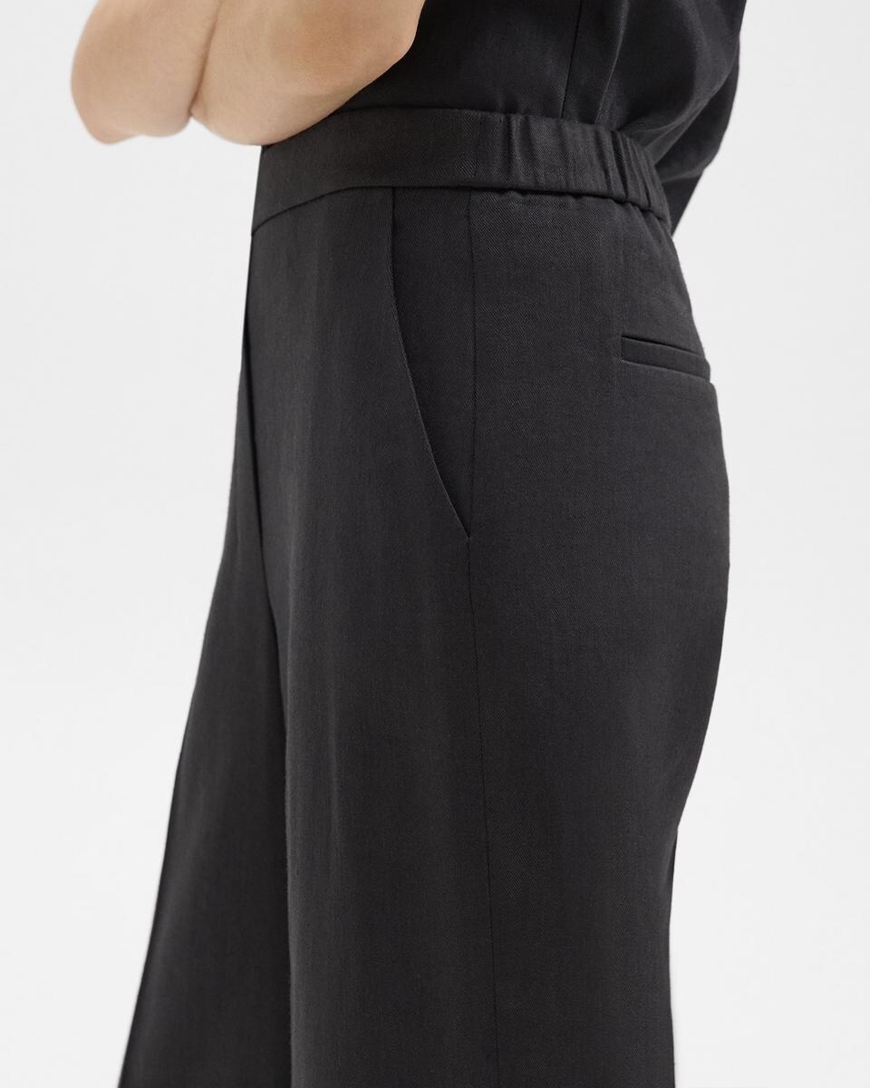 Straight Pull-On Pant in Linen-Viscose