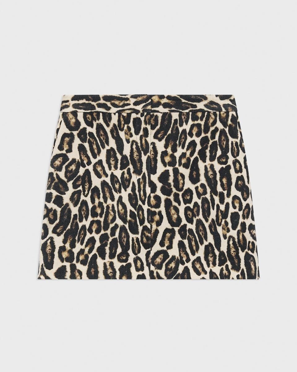 Mini Trouser Skirt in Stretch Leopard Wool