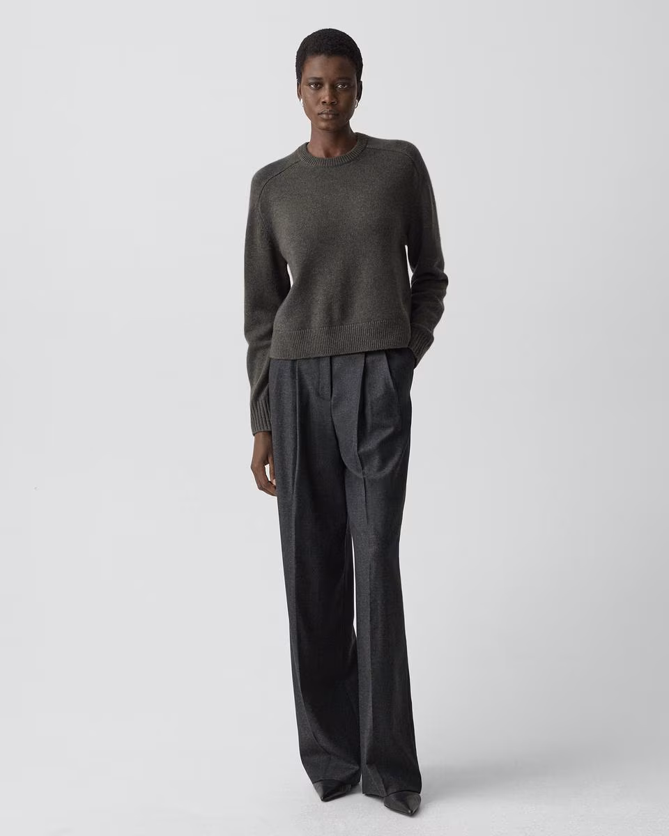 Cropped Crewneck Sweater in Cashmere