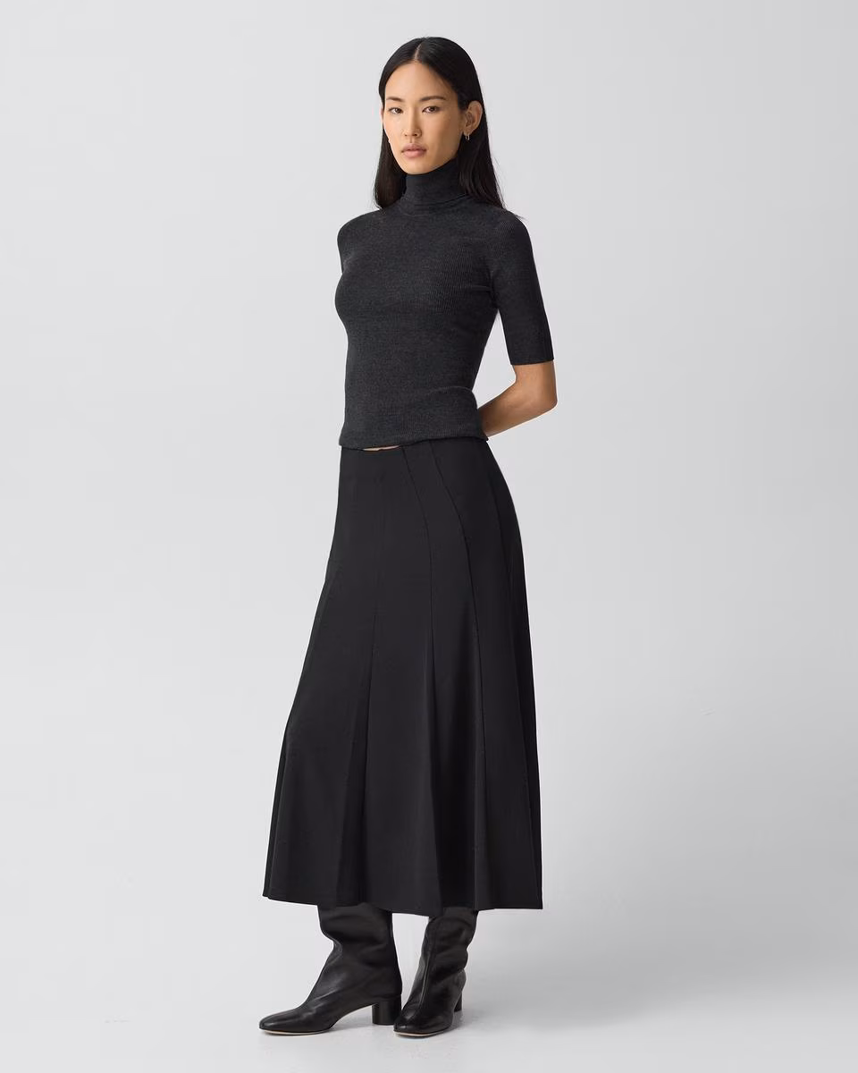 Fluted Seam Skirt in Crepe Jersey