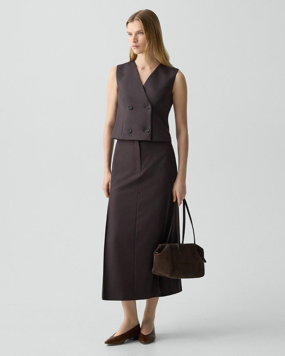 Shrunken Double-Breasted Vest in Sleek Flannel