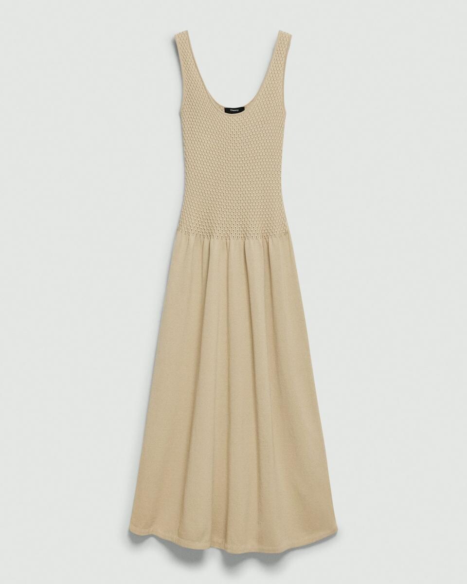 Midi Dress in Textured Cotton-Blend