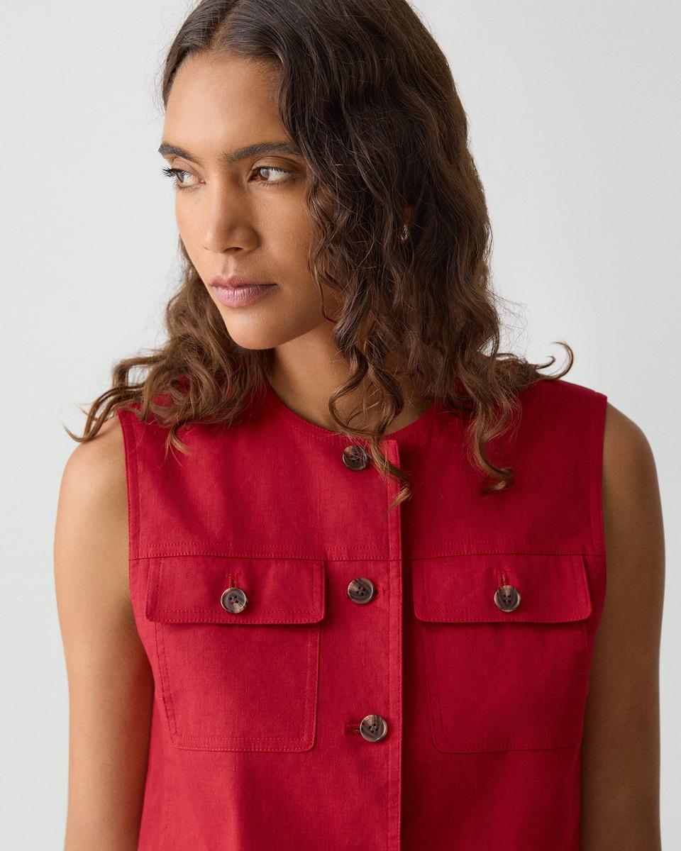 Trucker Vest in Good Linen