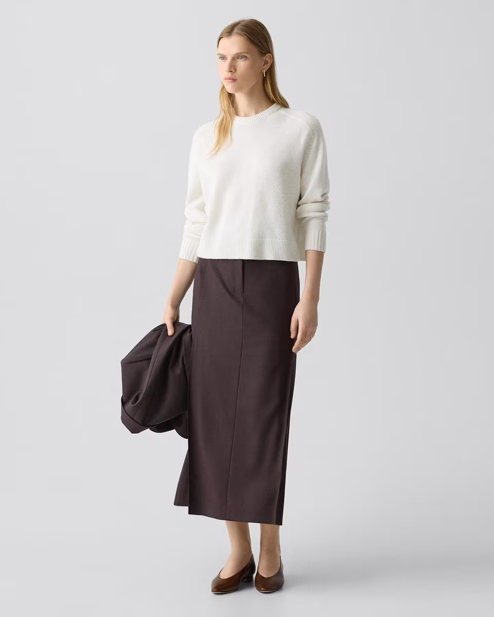 Cropped Crewneck Sweater in Cashmere