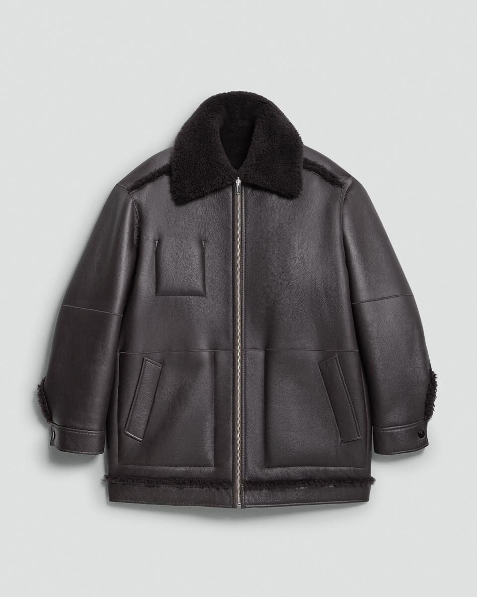 Reversible Cocoon Coat in Shearling