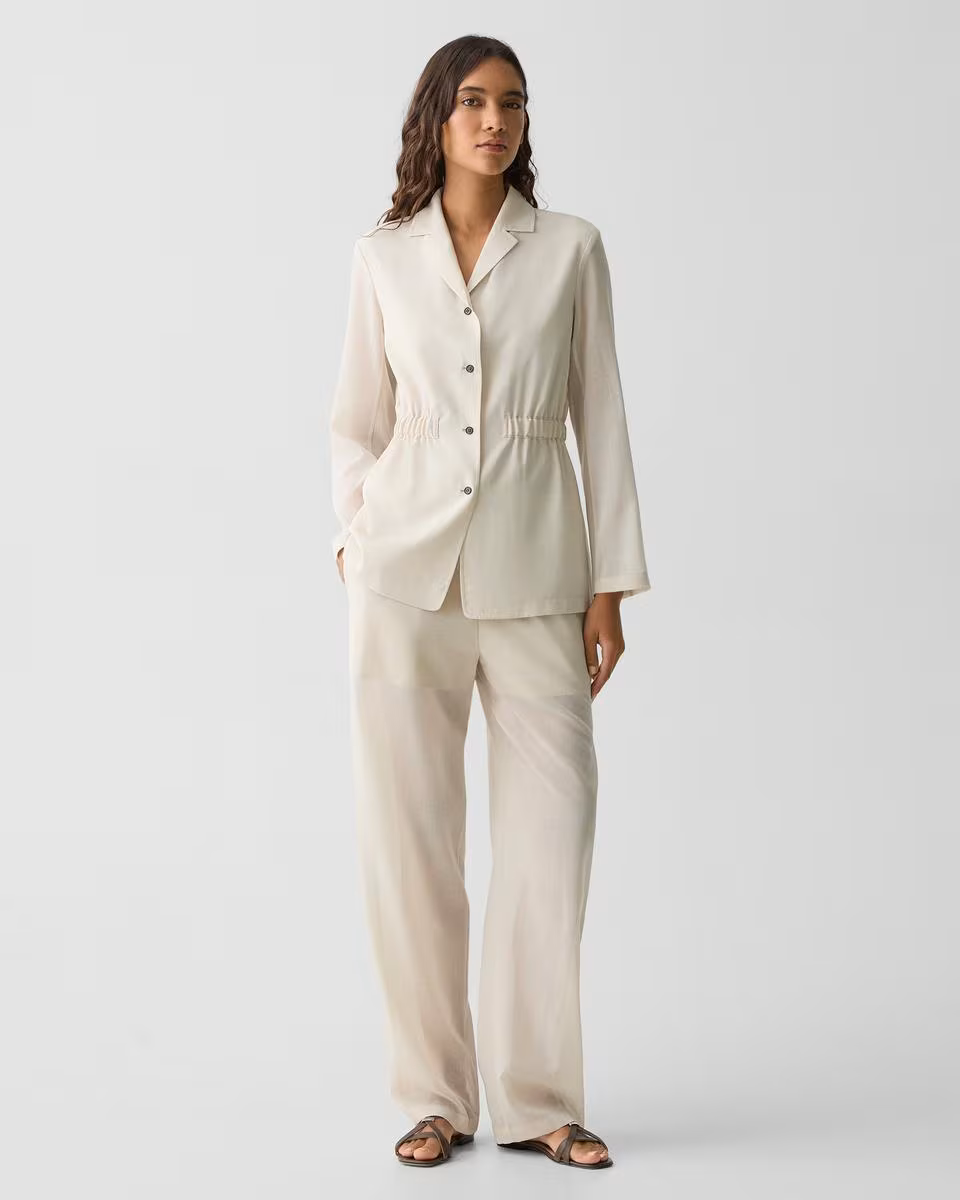 Cinch Waist Jacket in Airy Shirting