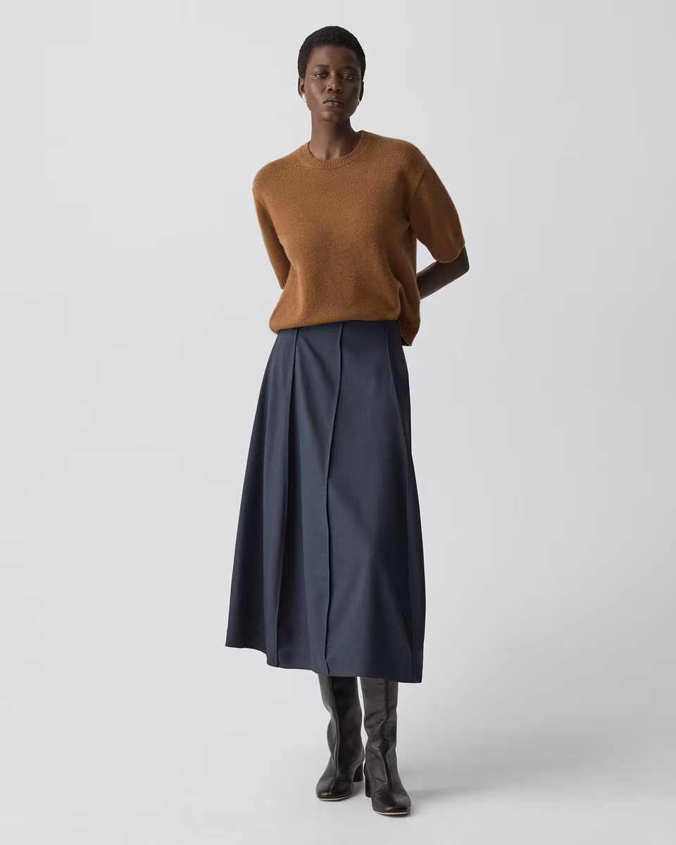 Curved Flare Skirt in City Twill