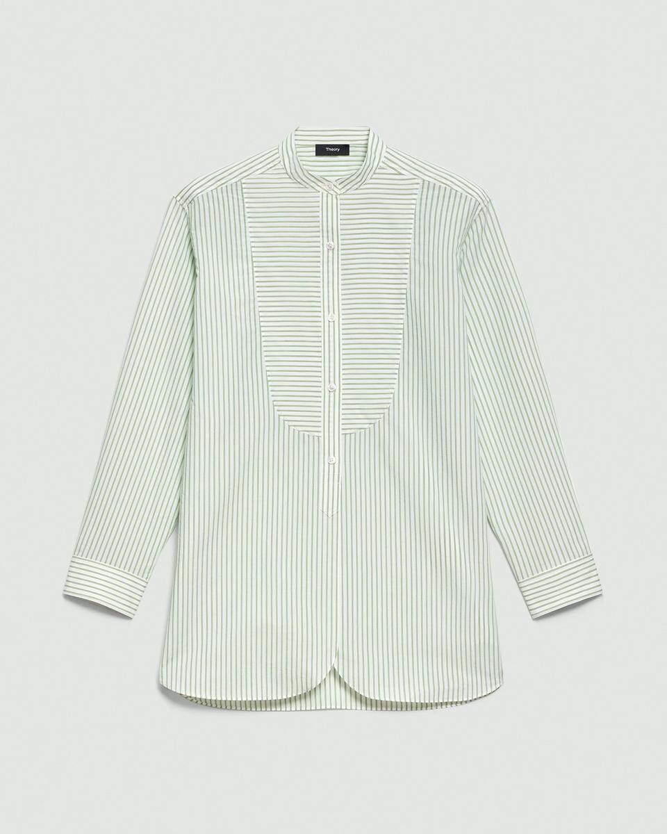 Tuxedo Shirt in Striped Cotton-Blend