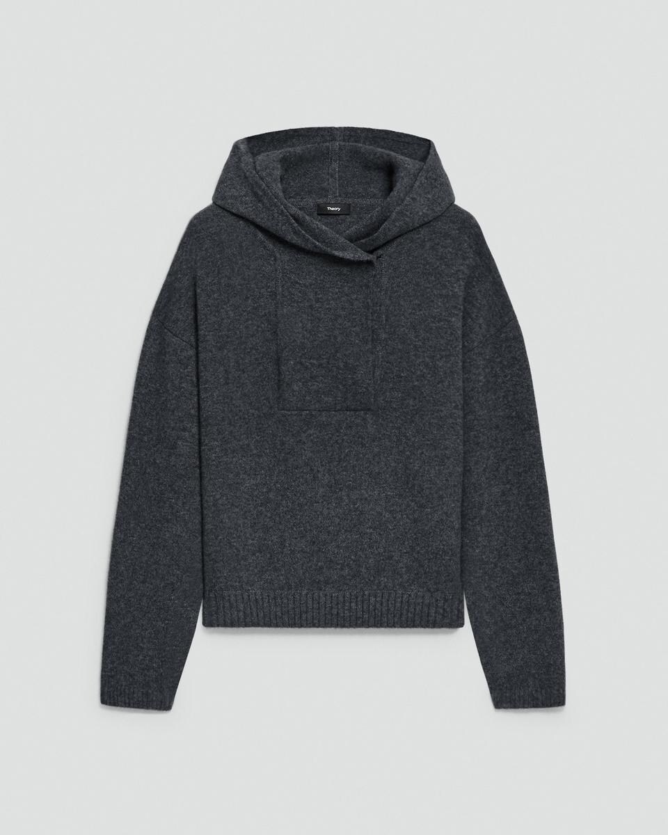 Oversized Hoodie in Felted Wool-Cashmere