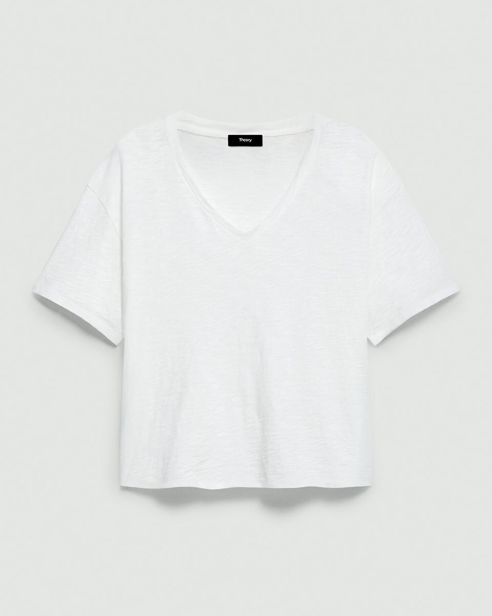 Relaxed V-Neck Tee in Slub Cotton