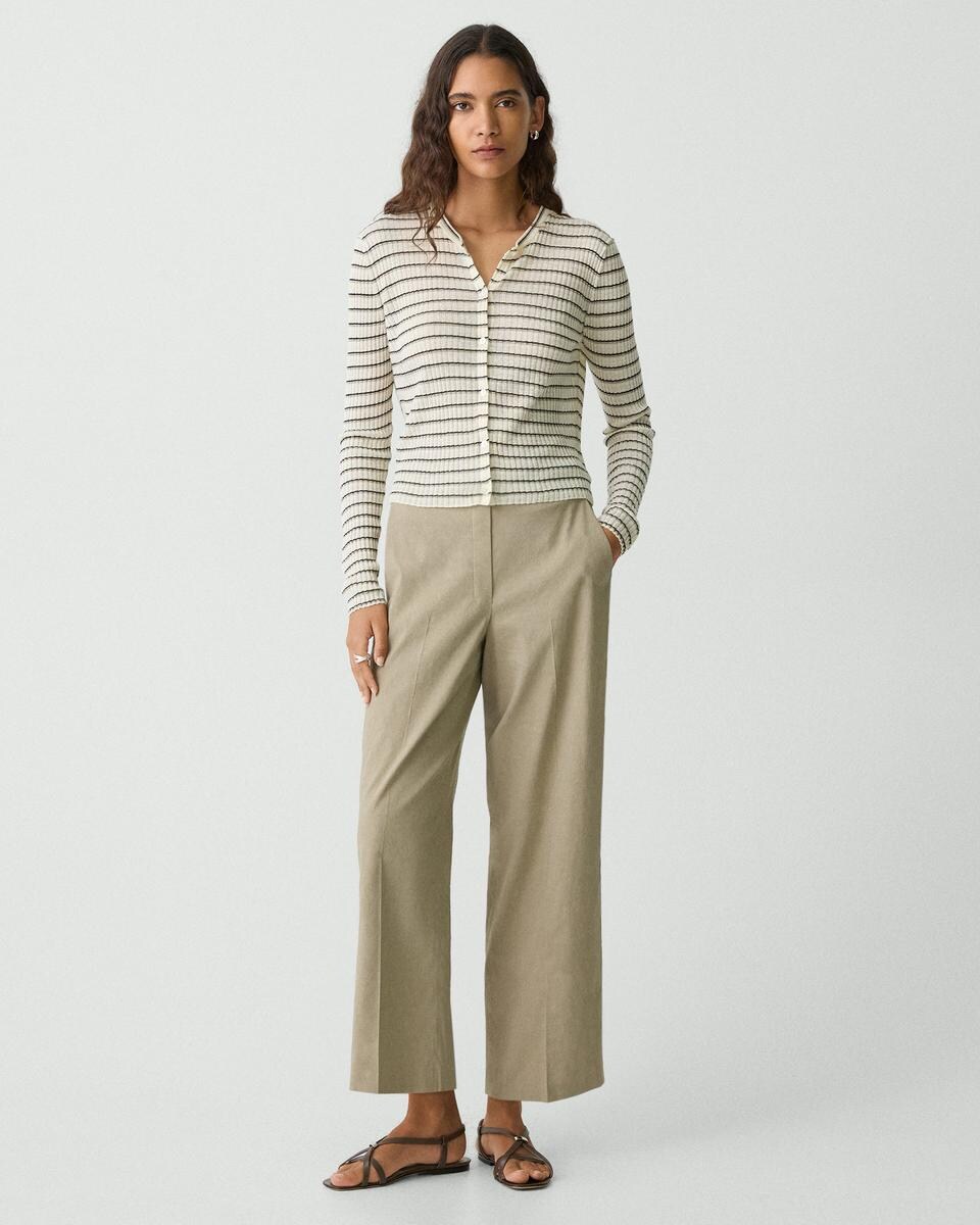 Cropped Cardigan in Linen-Blend