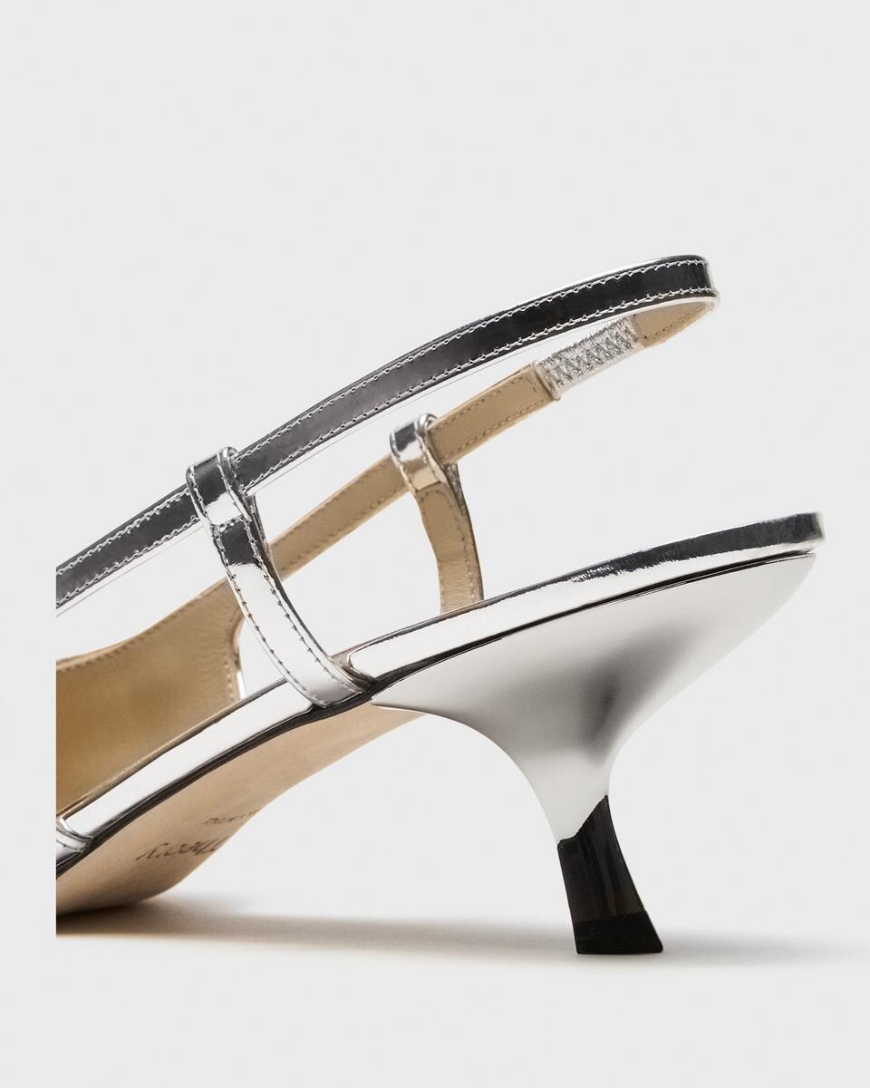 Micro Slingback Pump in Metallic Leather