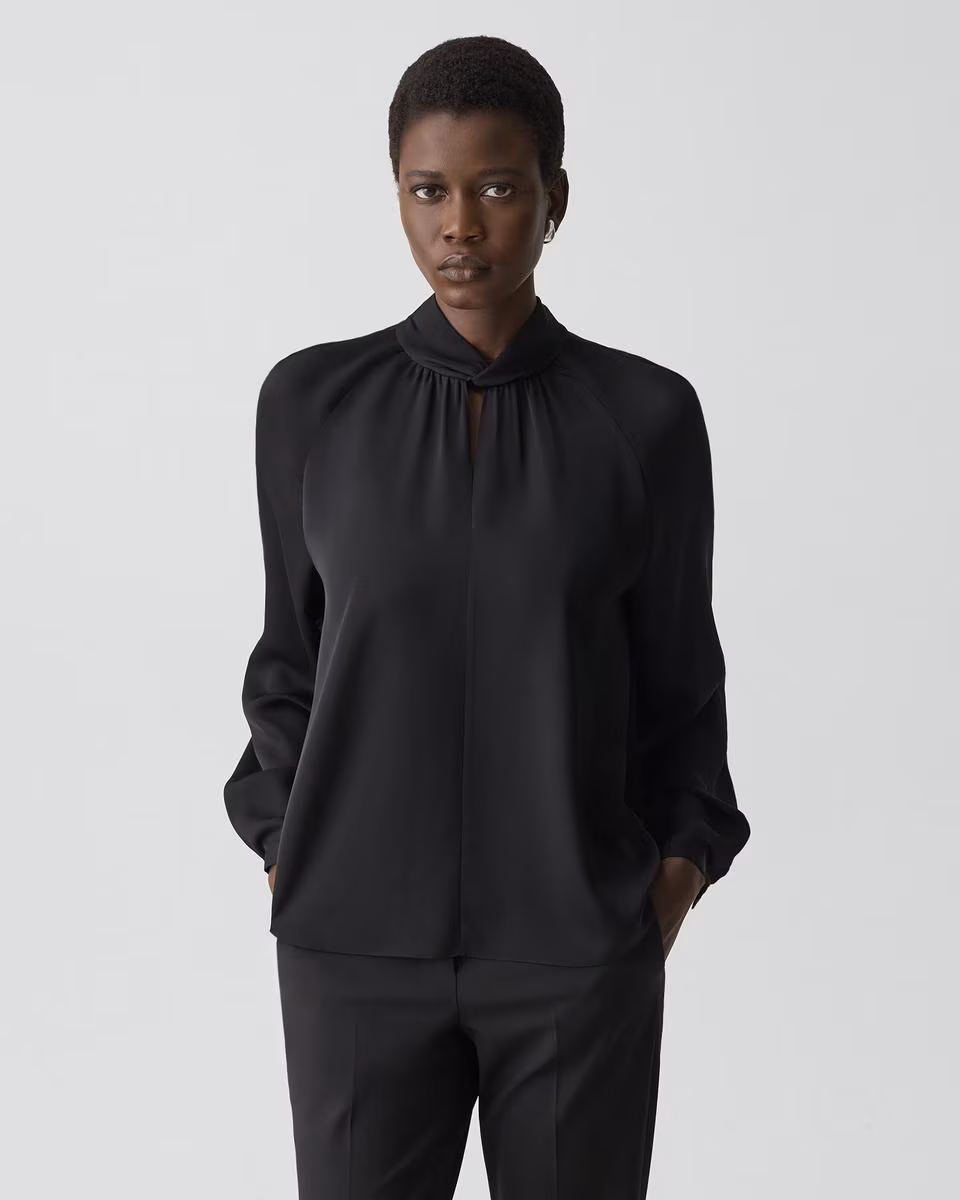 Twist Neck Top in Silk Georgette