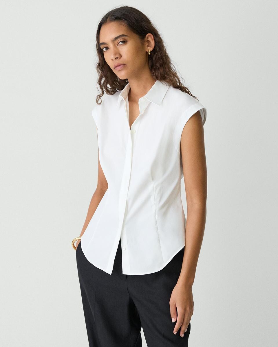 Cinched Cap Sleeve Shirt in Good Cotton