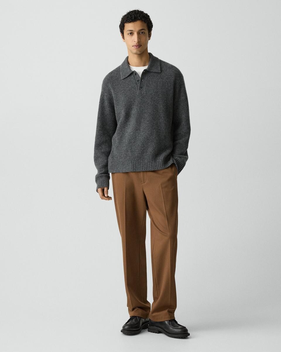 Relaxed Polo Sweater in Astor Wool