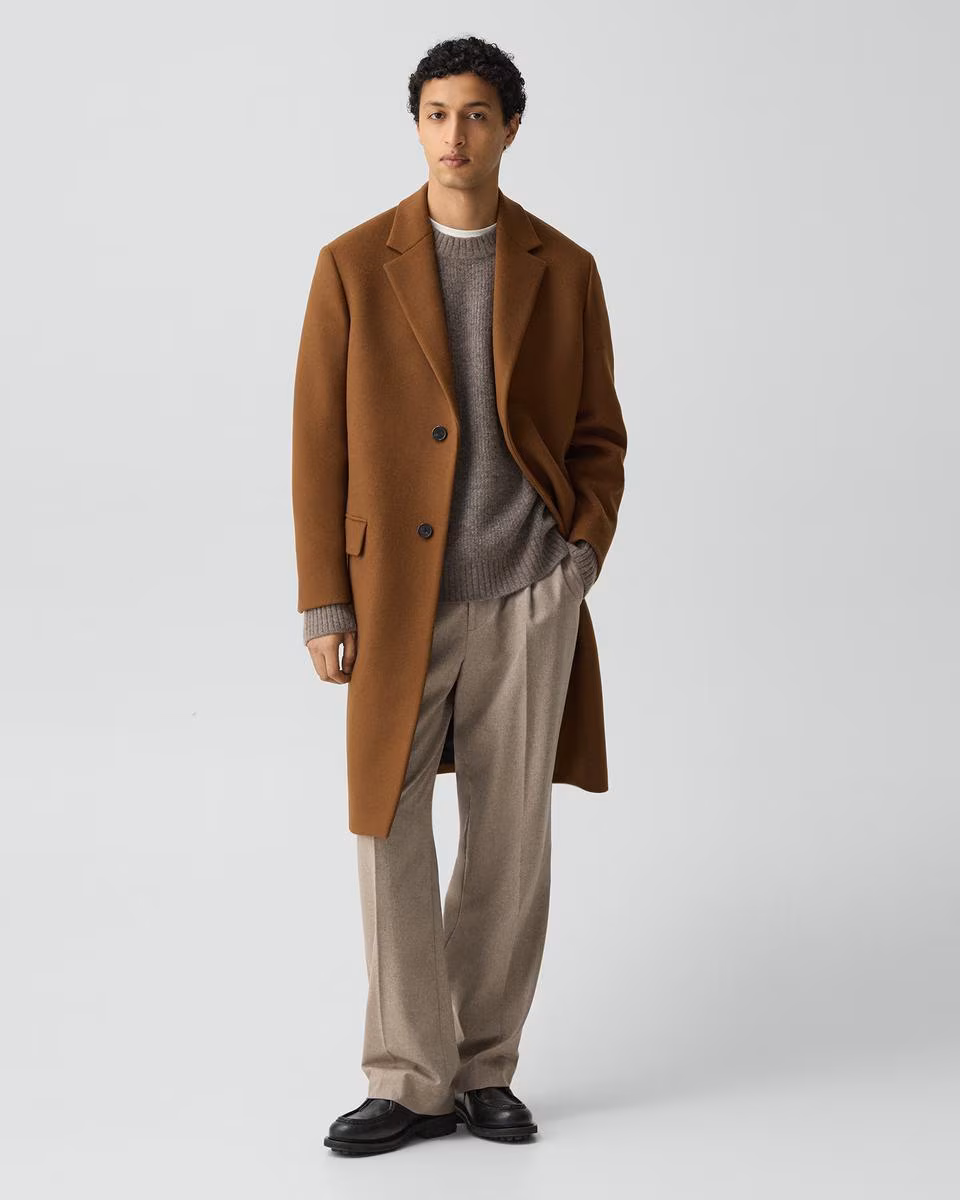 Two-Button Coat in Plush Melton