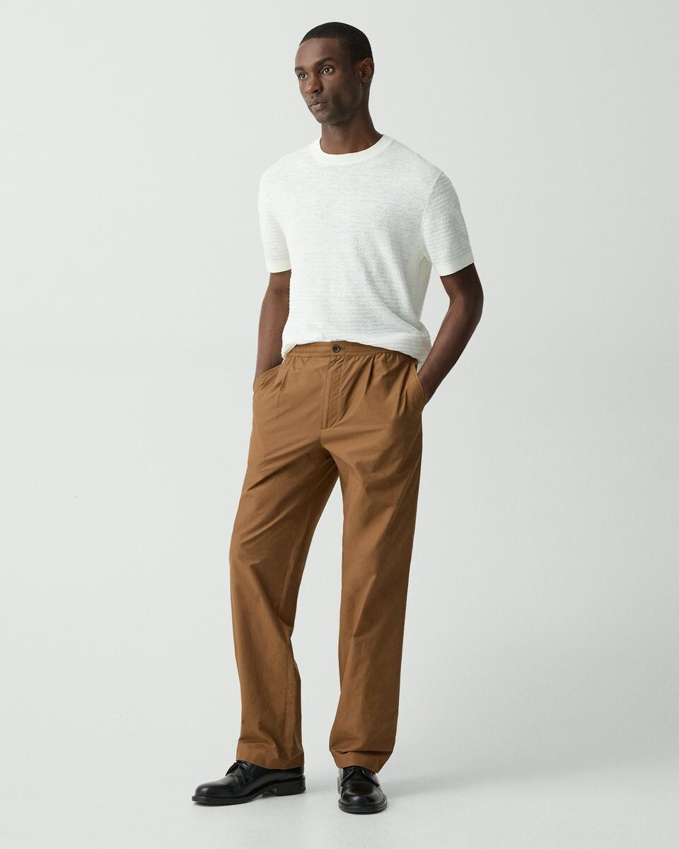 Pleated Drawstring Pant in Cotton-Blend