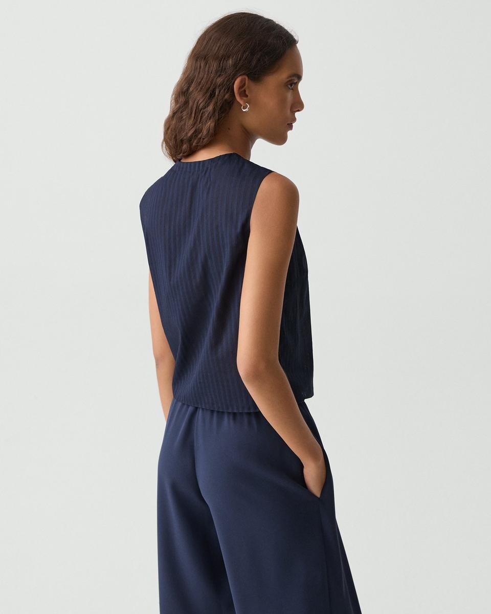 Button-Up Shell Top in Linear Cotton