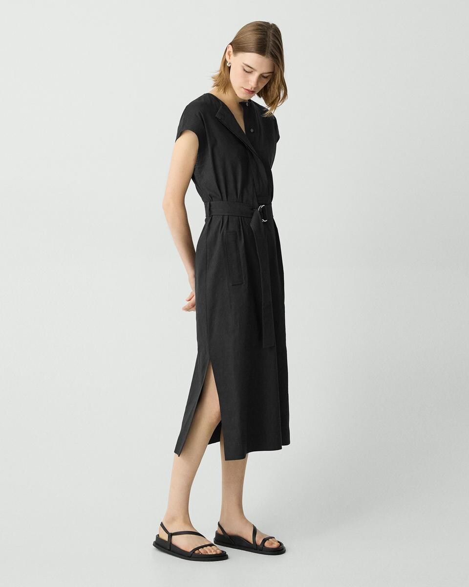 Belted Midi Dress in Good Linen