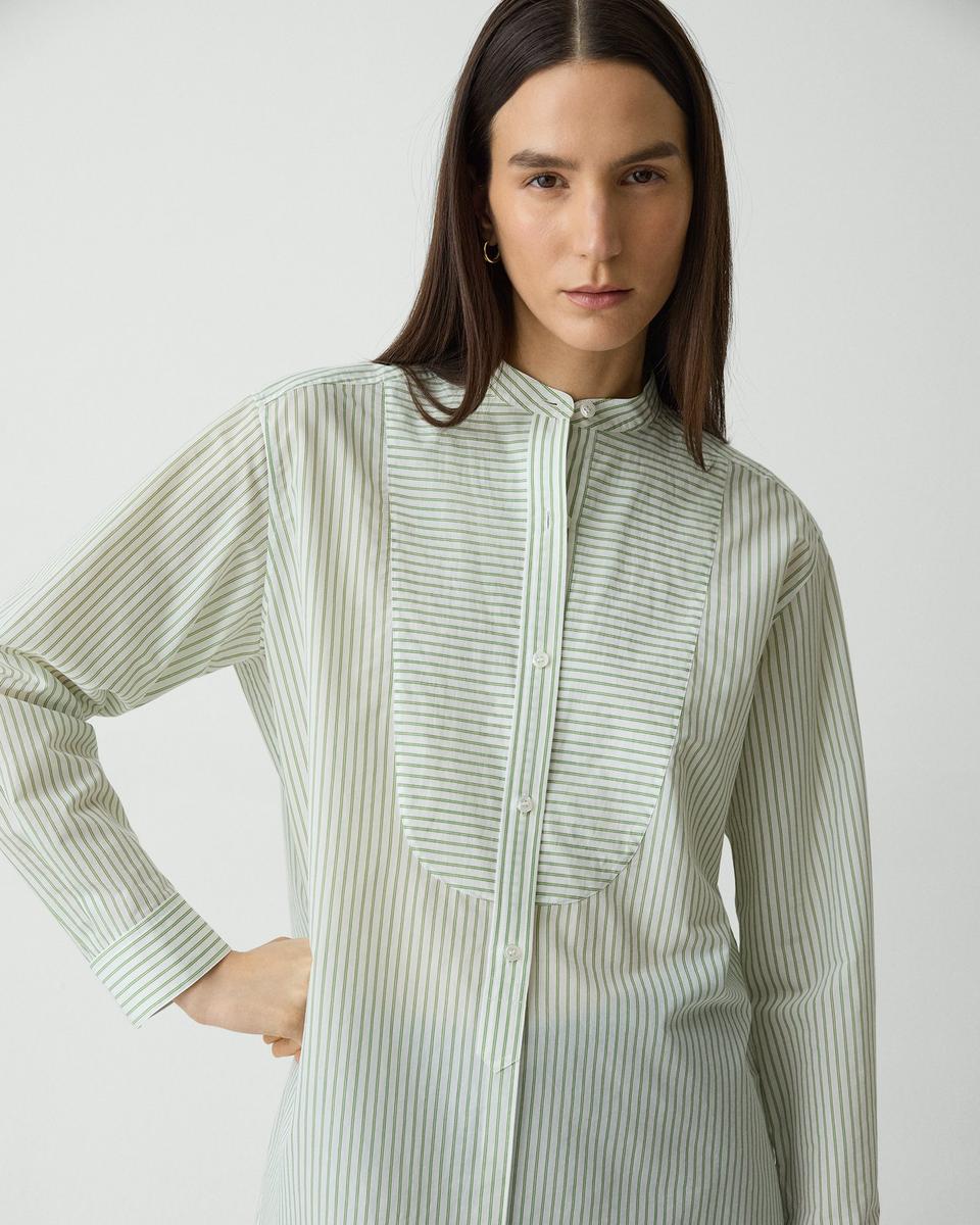 Tuxedo Shirt in Striped Cotton-Blend