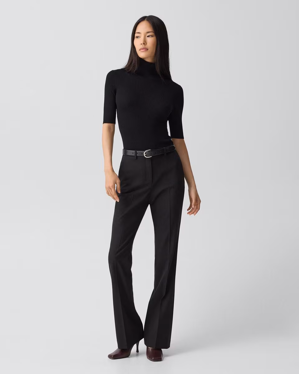 Leenda Short-Sleeve Turtleneck in Regal Wool