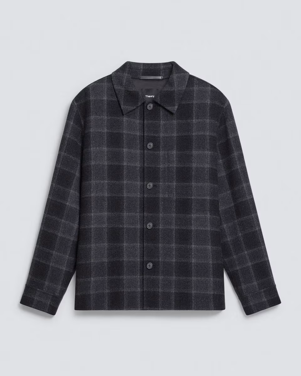 Overshirt in Checked Double-Face Wool-Cashmere