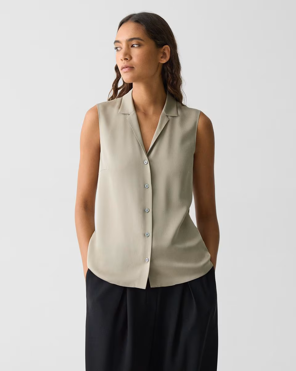 Camp Collar Blouse in Silk Georgette