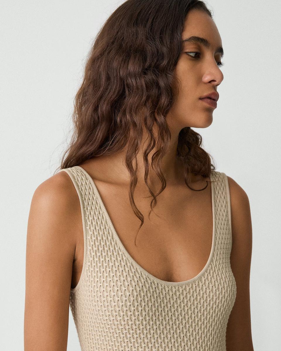 Midi Dress in Textured Cotton-Blend