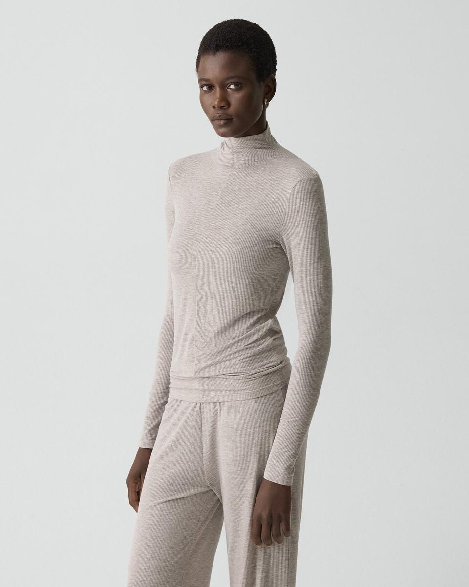 Mock Neck Top in Lounge Rib