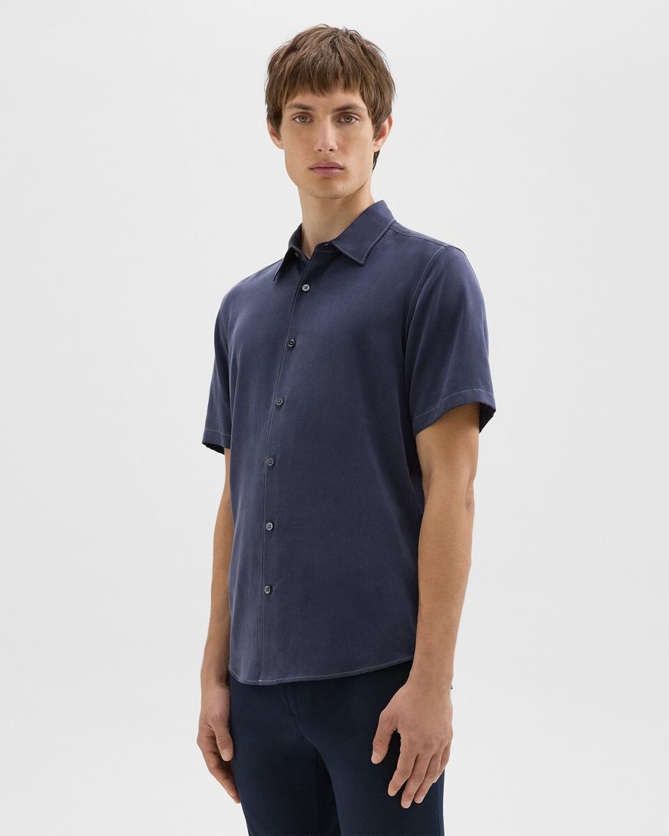 Irving Short-Sleeve Shirt in Fluid Twill