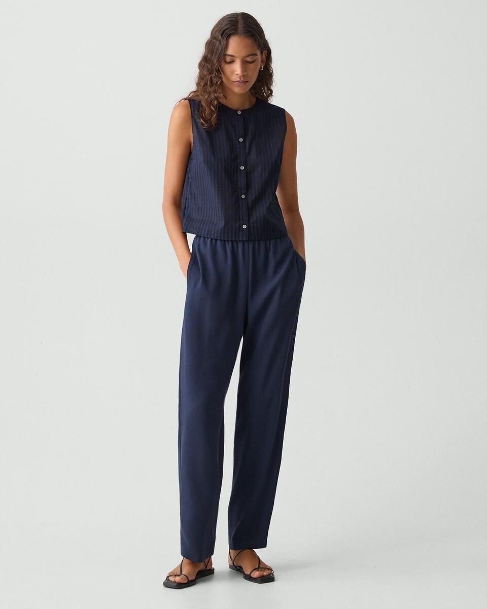 Button-Up Shell Top in Linear Cotton