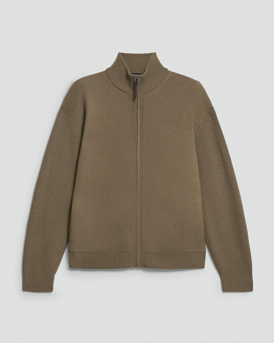 Turtleneck Cardigan in Boiled Wool