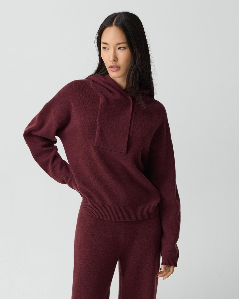 Oversized Hoodie in Felted Wool-Cashmere