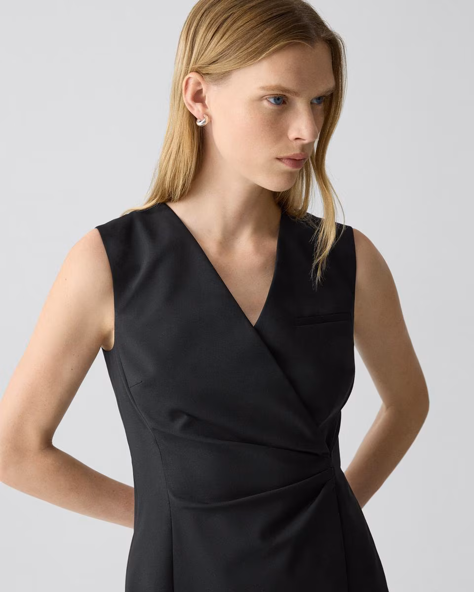 Wrap Blazer Dress in Stretch Wool