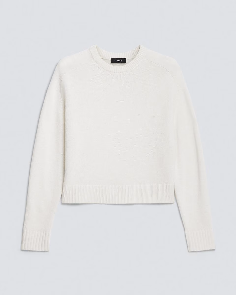 Cropped Crewneck Sweater in Cashmere