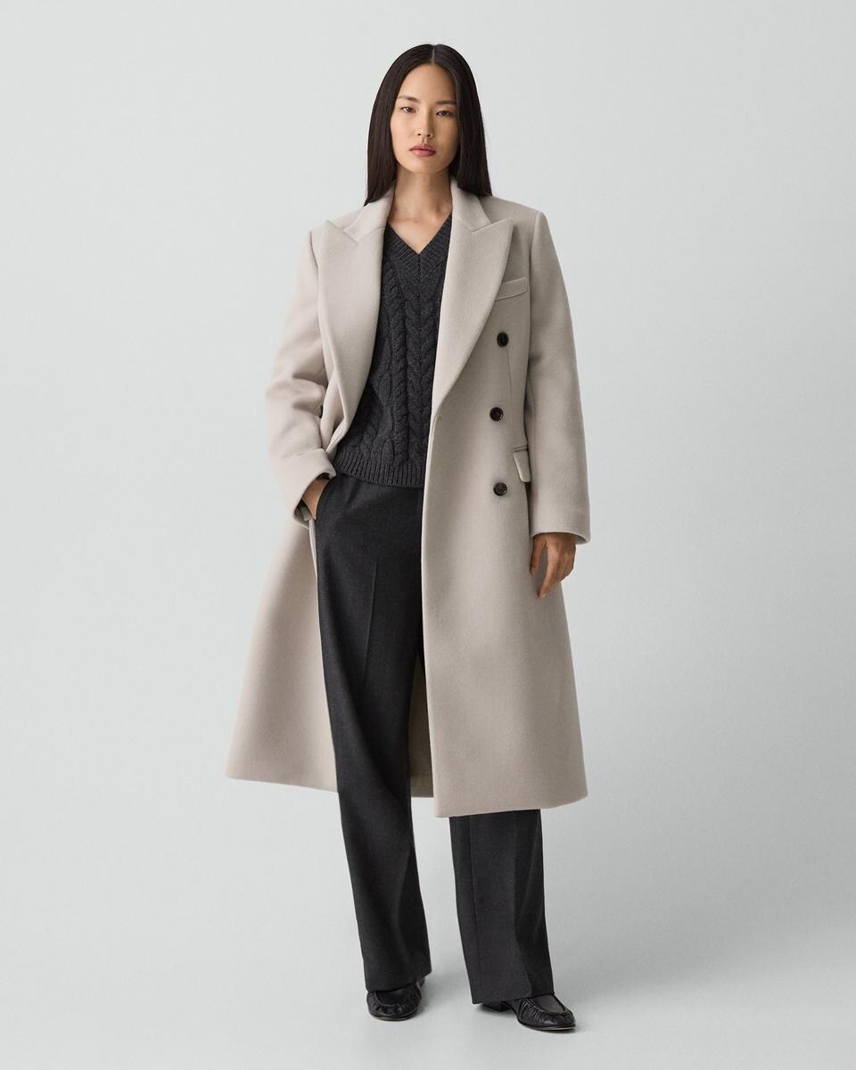 Double-Breasted Peacoat in Plush Melton