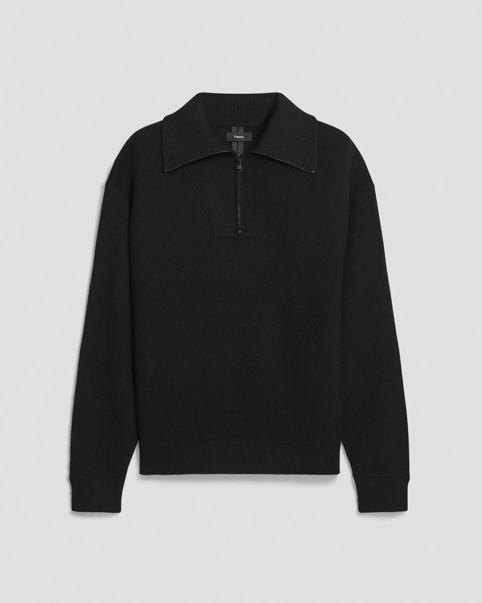 Relaxed Quarter-Zip Sweatshirt in Wool Bilen