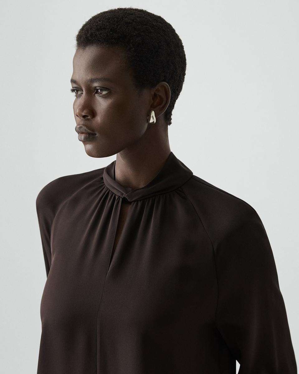 Twist Neck Top in Silk Georgette