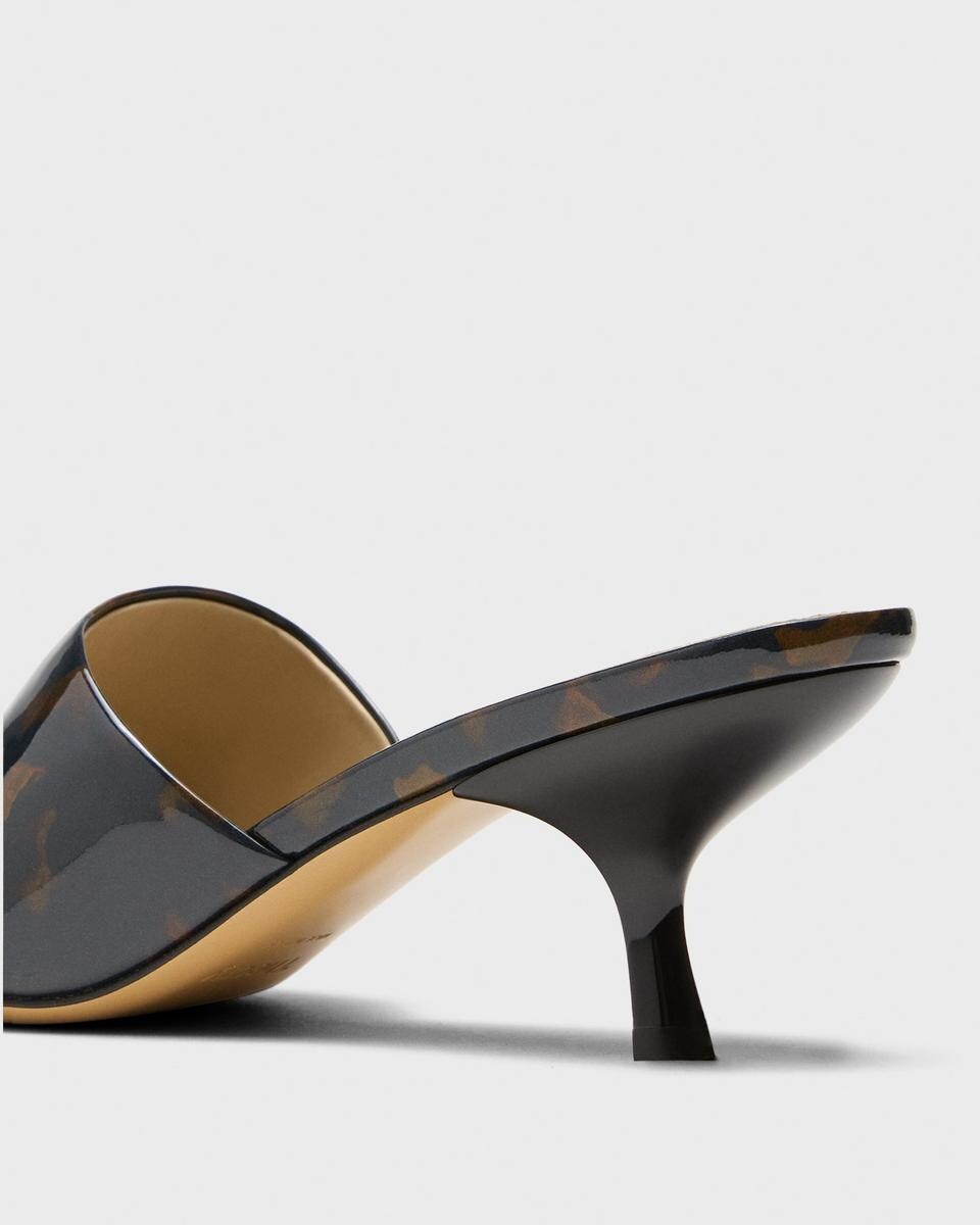 Mule Sandal in Tortoiseshell Printed Leather