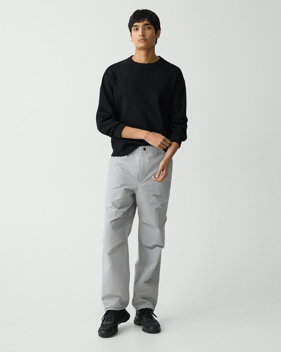 Wide-Leg Drawstring Pant in Cotton-Blend