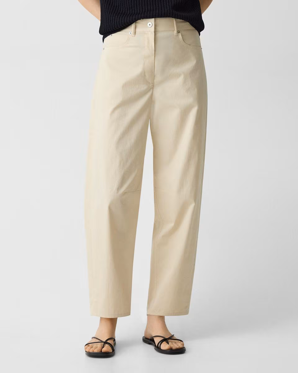 Cropped Barrel Pant in Cotton Twill