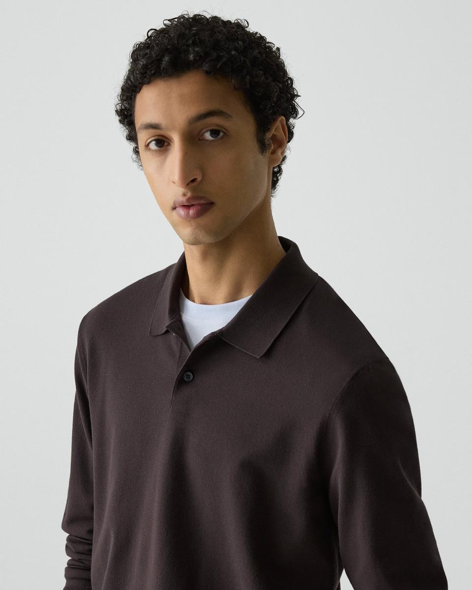 Goris Long-Sleeve Polo Shirt in Light Bilen