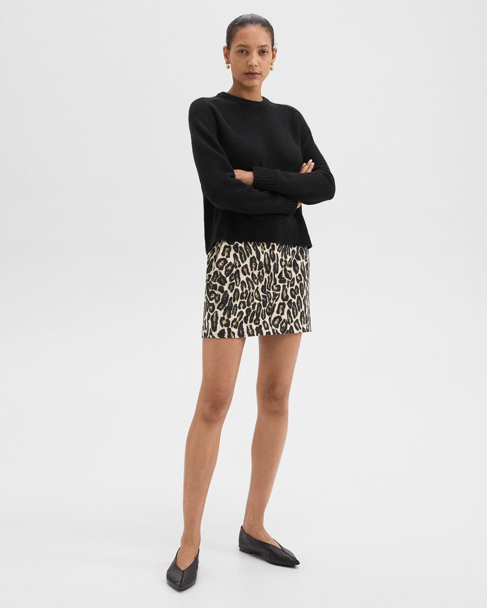 Mini Trouser Skirt in Stretch Leopard Wool
